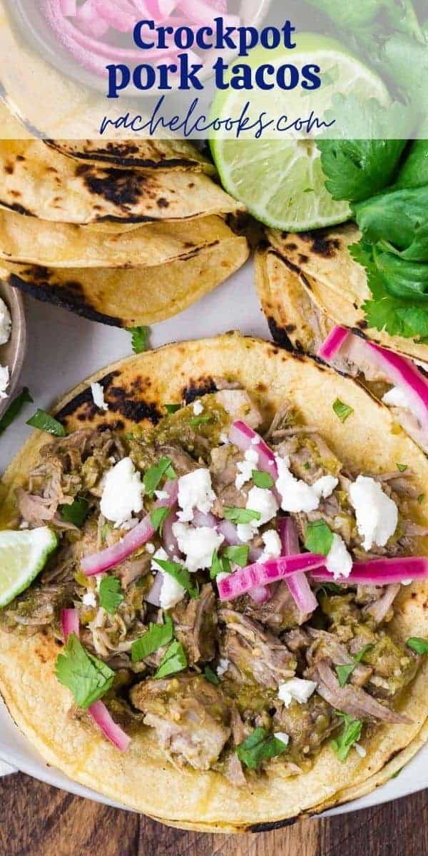Colorful tacos with a text overlay.