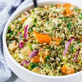 Vegan quinoa salad in a bowl.