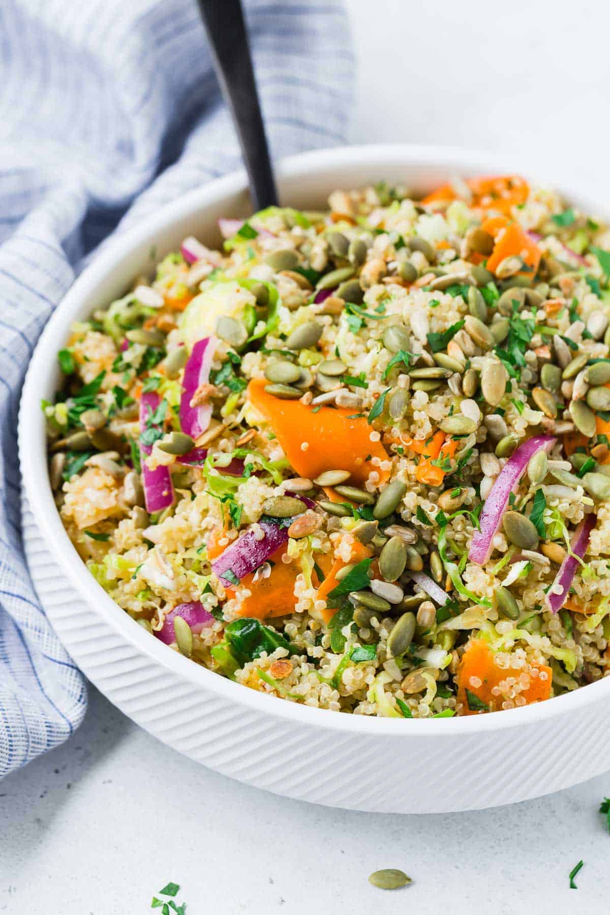 Vegan quinoa salad in a bowl.