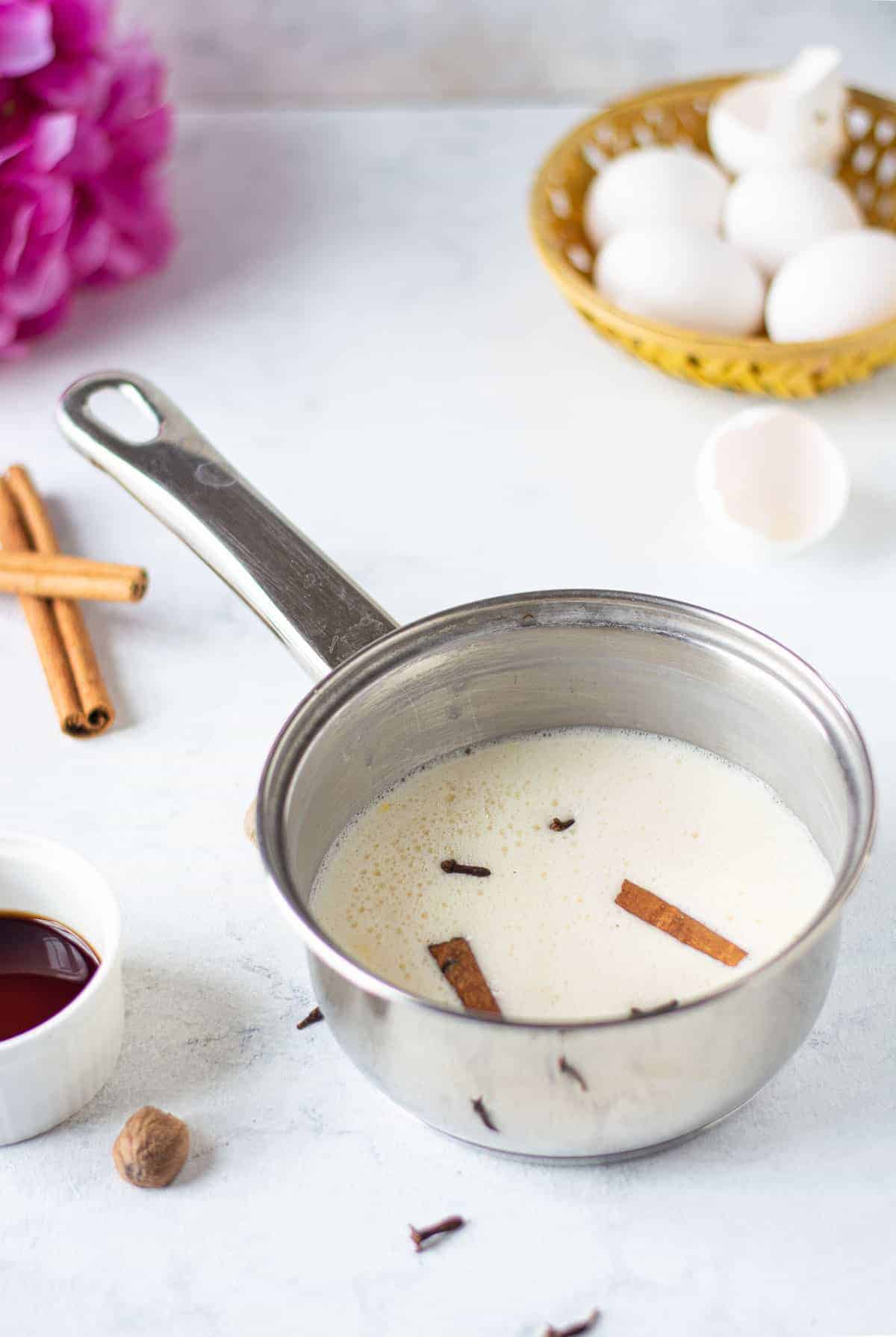 Eggnog in a pan.