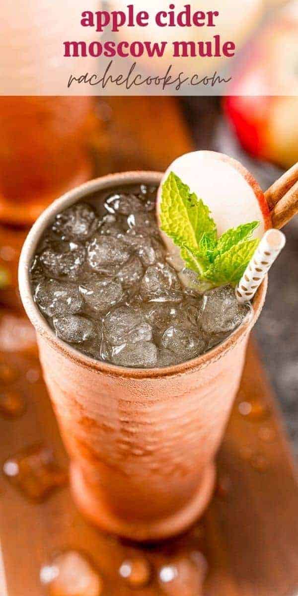 Apple cider mule in a copper cup.