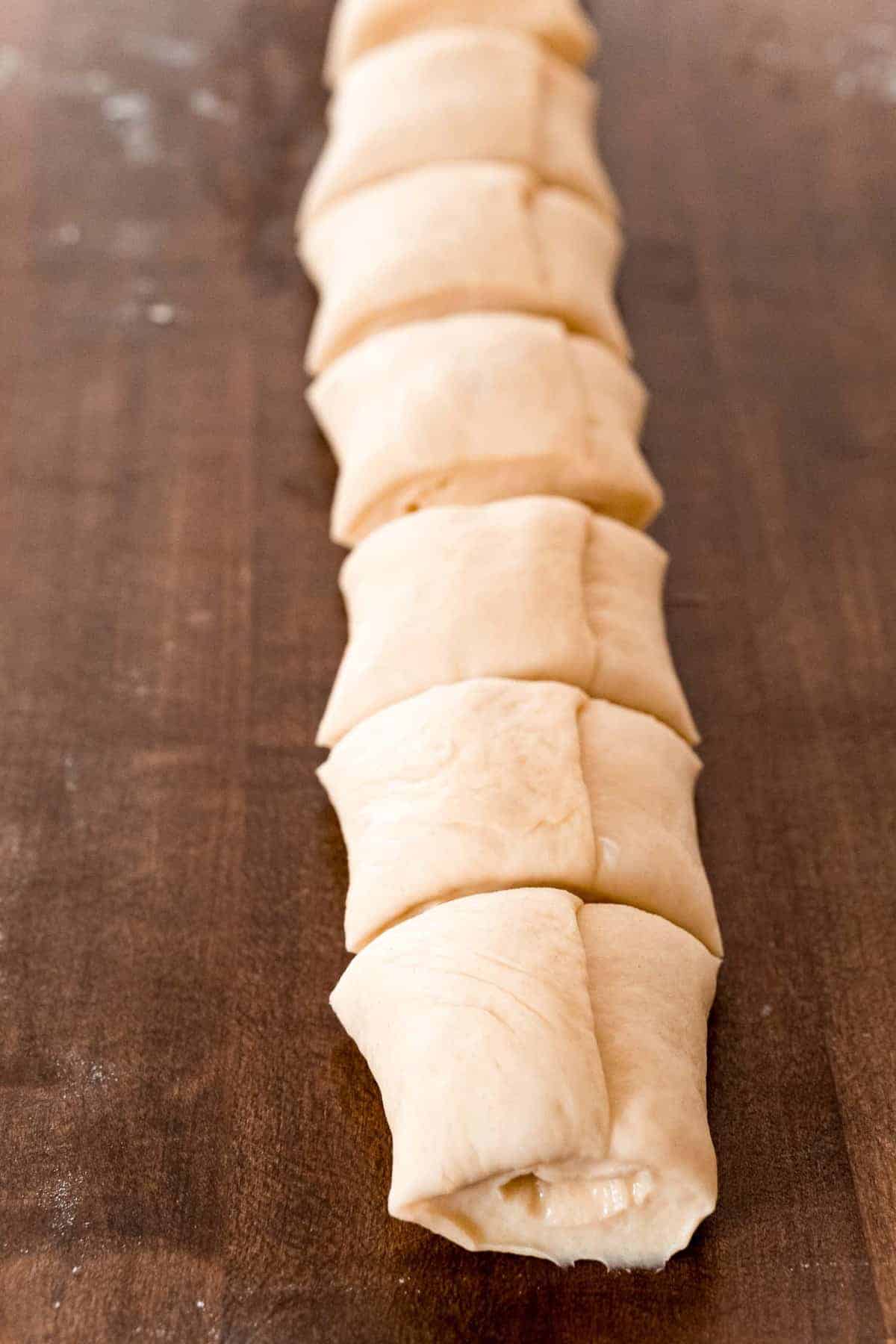 Roll of dough, cut into pieces.