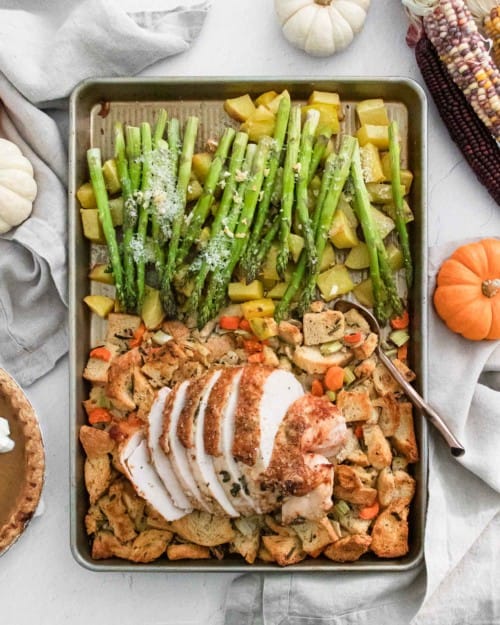 Sheet Pan Thanksgiving Dinner (Turkey, Dressing & More) Recipe - Rachel ...