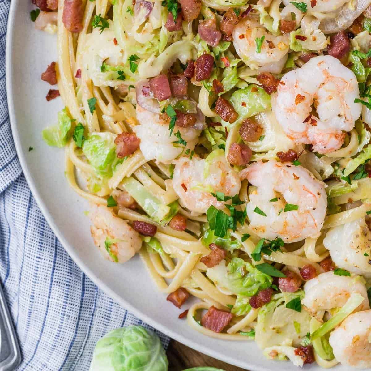 Pasta with Shrimp, Brussels Sprouts, & Wine Sauce - Rachel Cooks® Pasta with Shrimp, Brussels Sprouts, & Wine Sauce - Rachel Cooks®