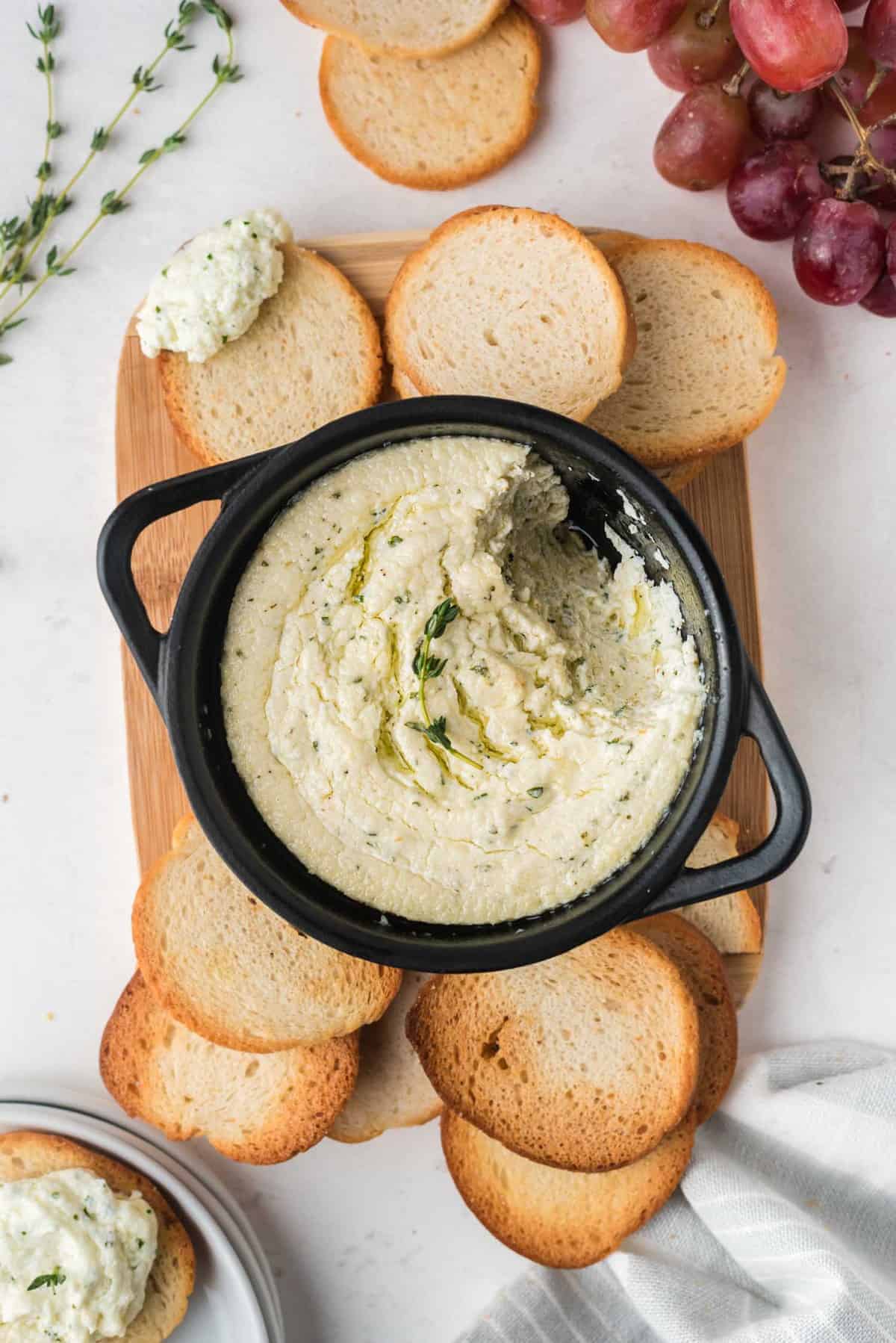 Cheese spread on small bread toasts/