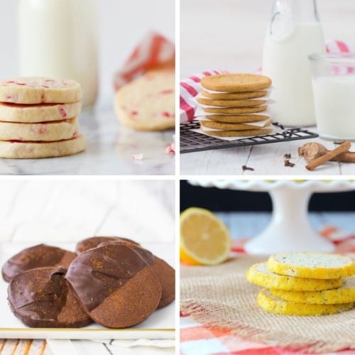 Collage of four images of slice and bake cookies.