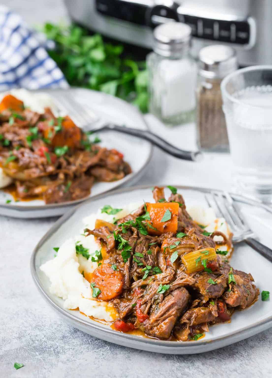 Slow Cooker Italian Pot Roast tender perfection! Recipe Rachel Cooks®