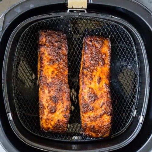 cooked salmon in air fryer.