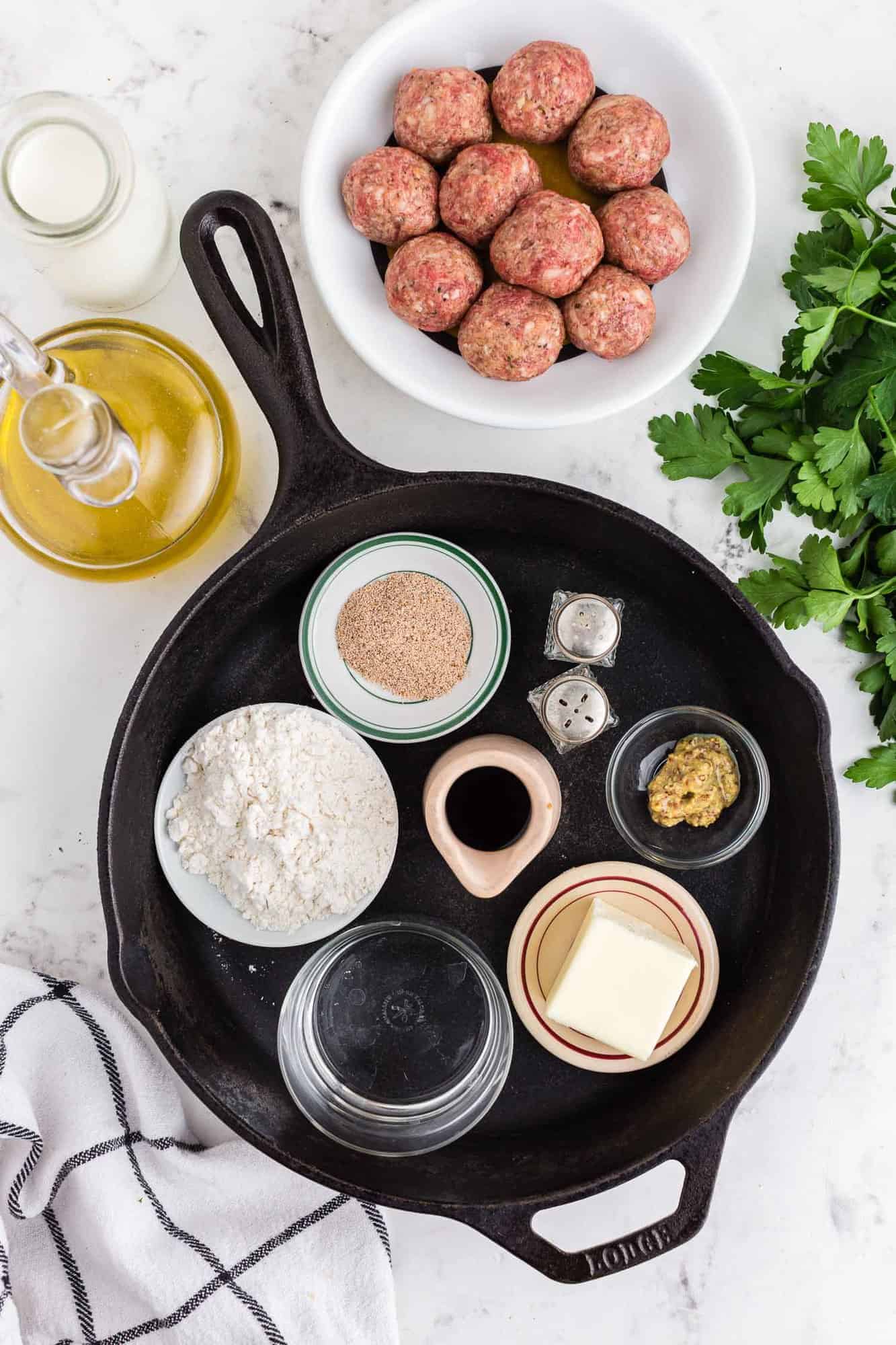 Swedish meatball ingredients.