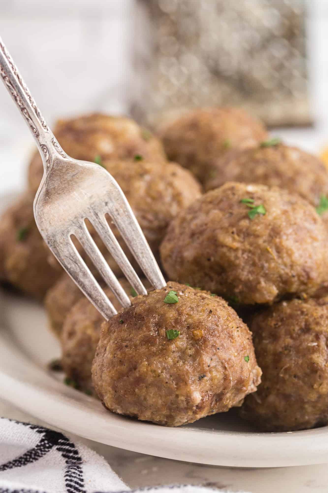 Meatball on a fork.