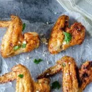 Cooked wings, text overlay reads "how to make air fryer chicken wings"