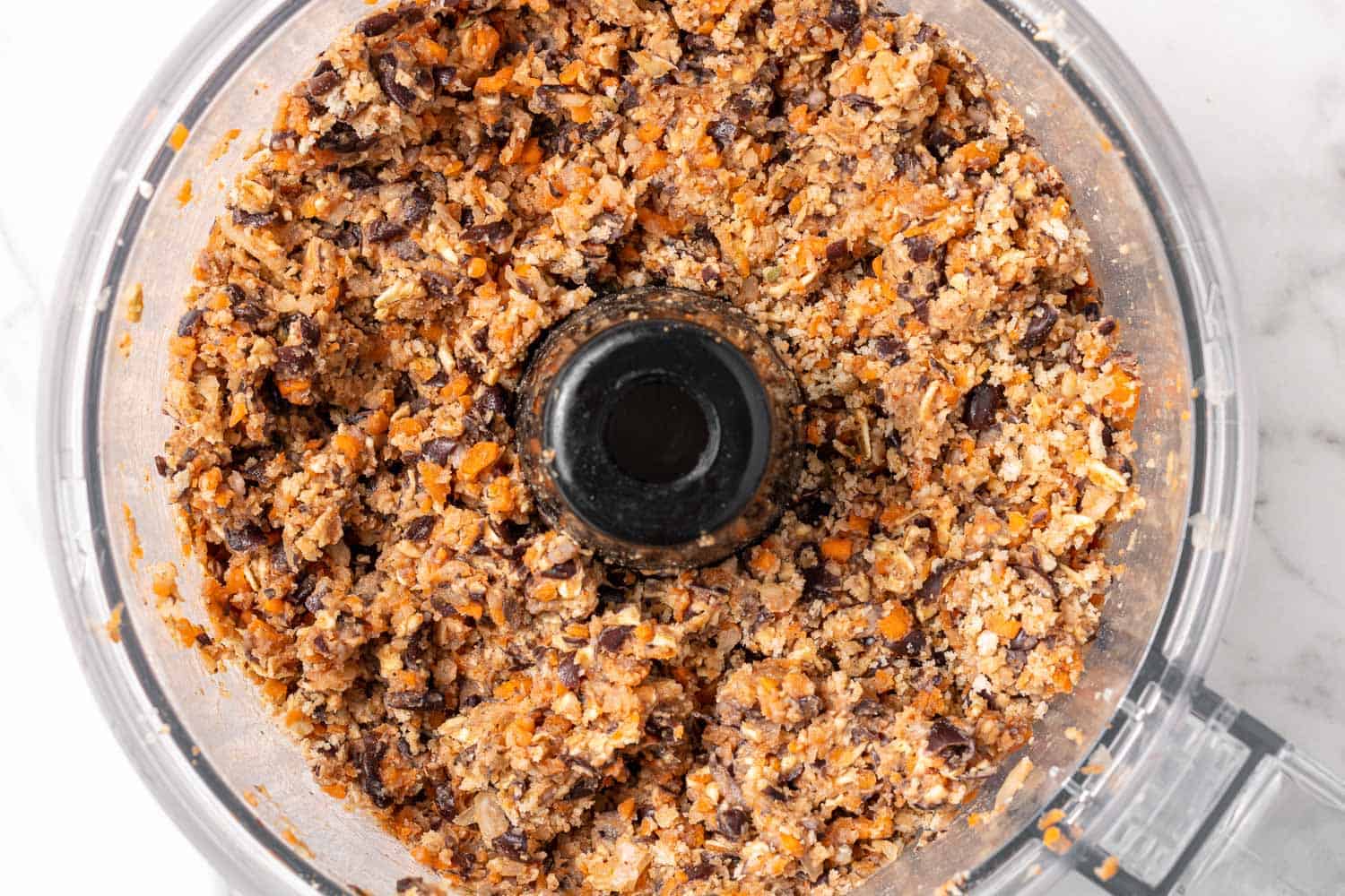 Black bean mixture in a food processor.