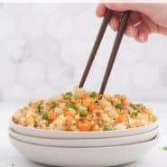 Fried rice in a bowl, text overlay reads "the best fried rice, rachelcooks.com"