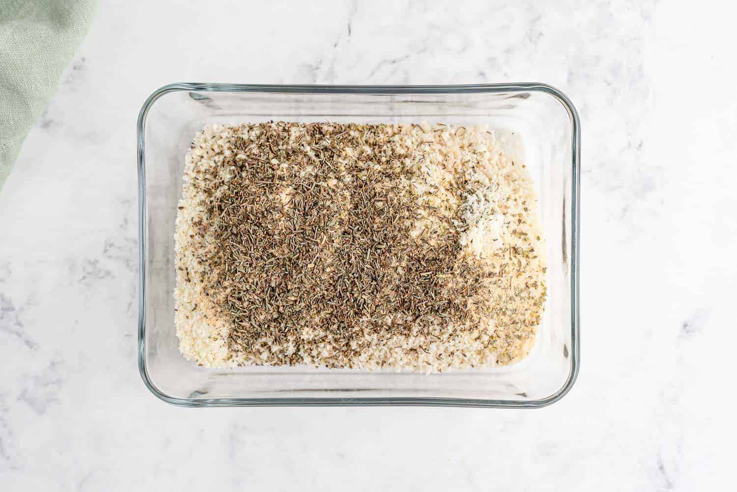 Panko bread crumbs mixed with dried herbs.