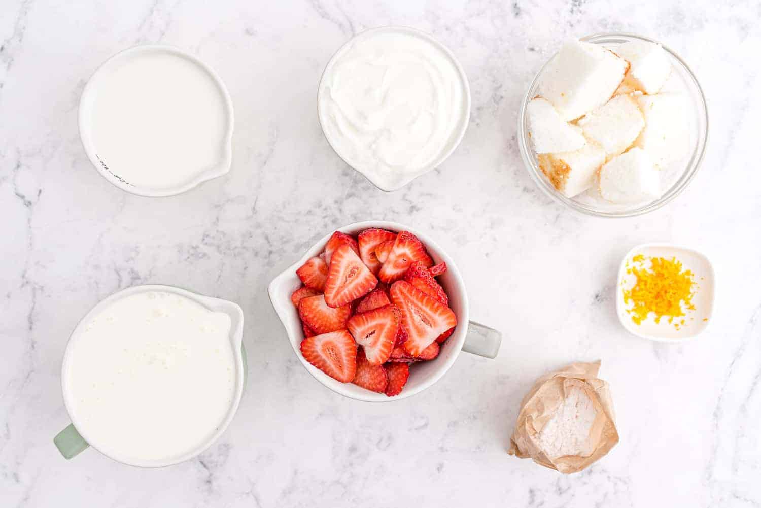 Overhead view of ingredients needed for recipe.