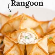 Crab rangoon, text overlay reads "air fryer crab rangoon."