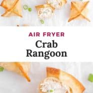 Crab rangoon, text overlay reads "air fryer crab rangoon."