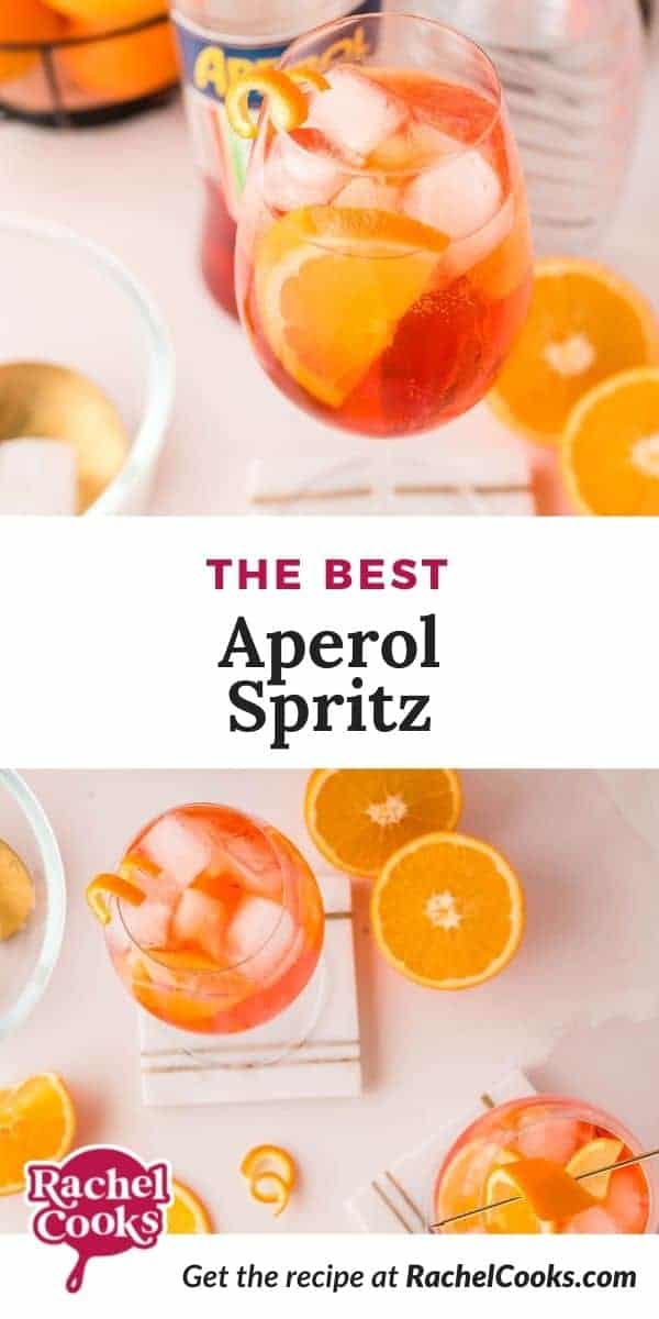 Two images of orange drinks, with a text overlay that reads "the best aperol spritz."