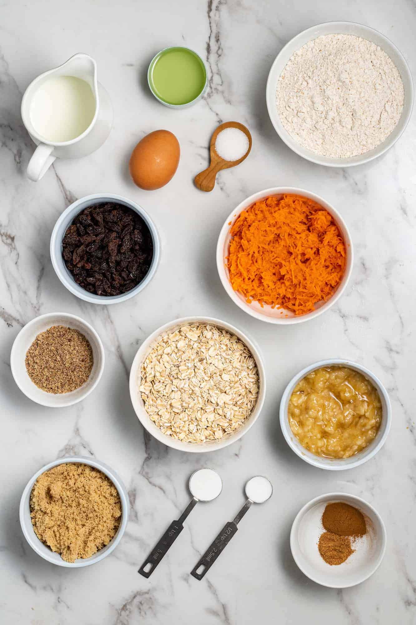 Overhead view of ingredients used in recipe.