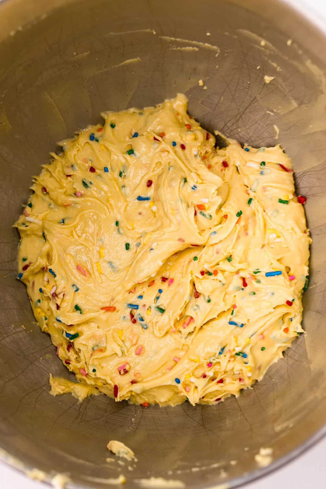 Unbaked spinkle blondie batter.