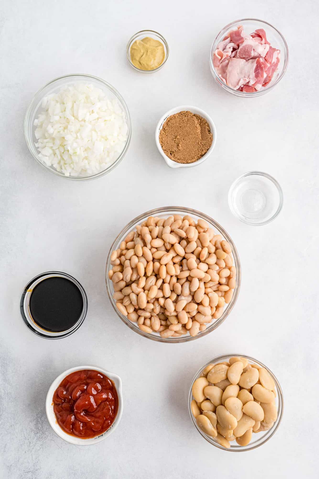 Overhead view of ingredients needed for recipe.