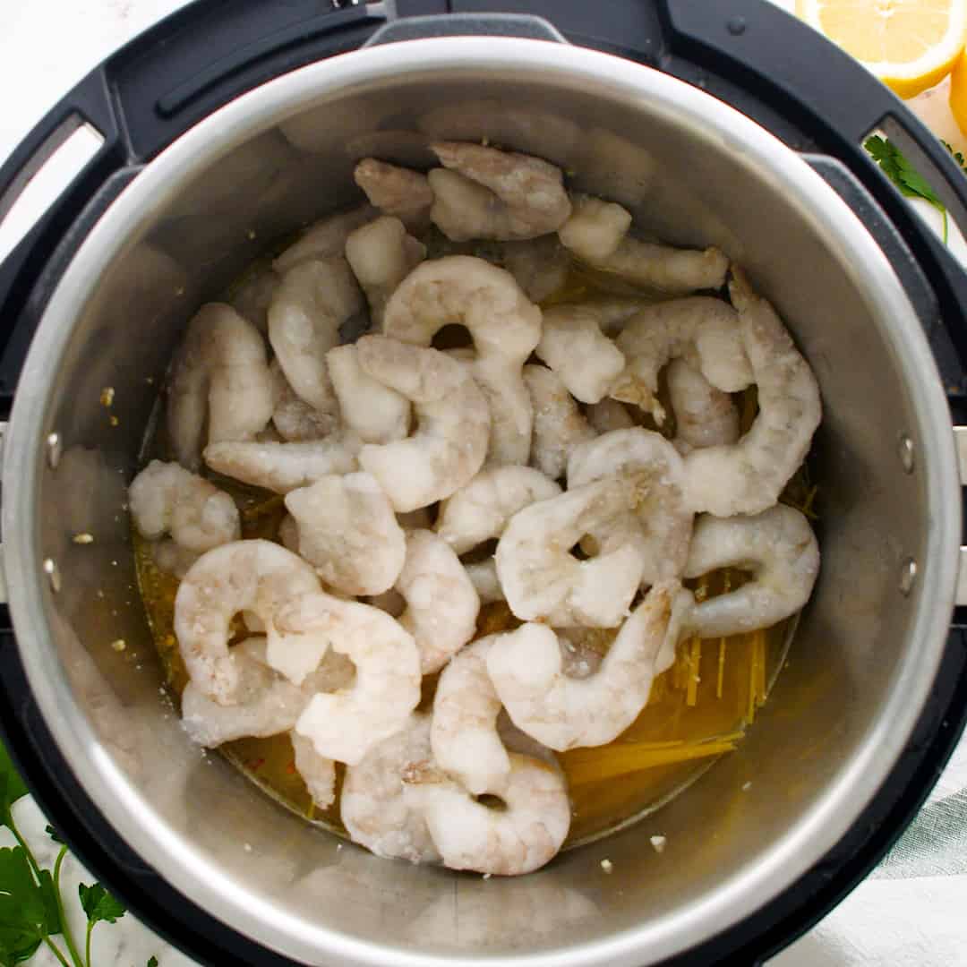 Frozen shrimp in an instant pot.