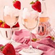 Drink in stemmed glass, text overlay reads "the best rosé spritzer."