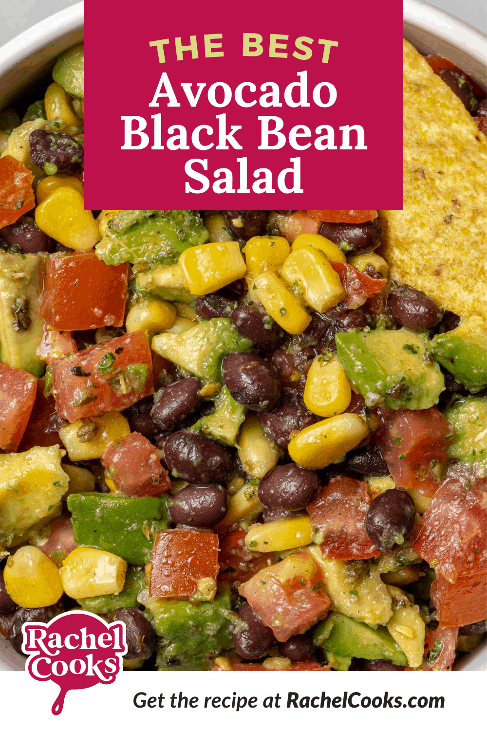 Salad, text overlay reads "the best avocado black bean salad."
