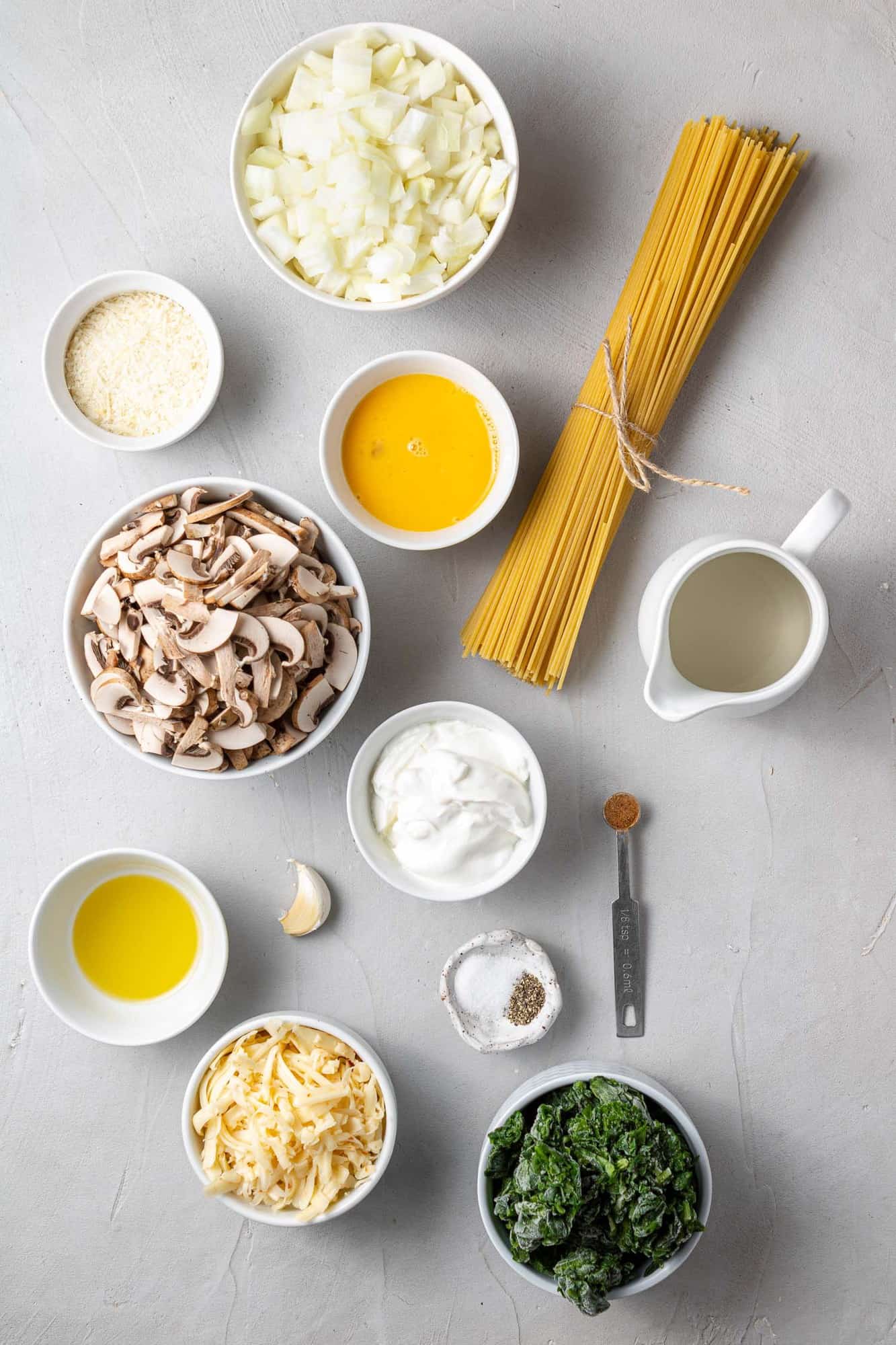 Overhead view of ingredients needed for recipe.