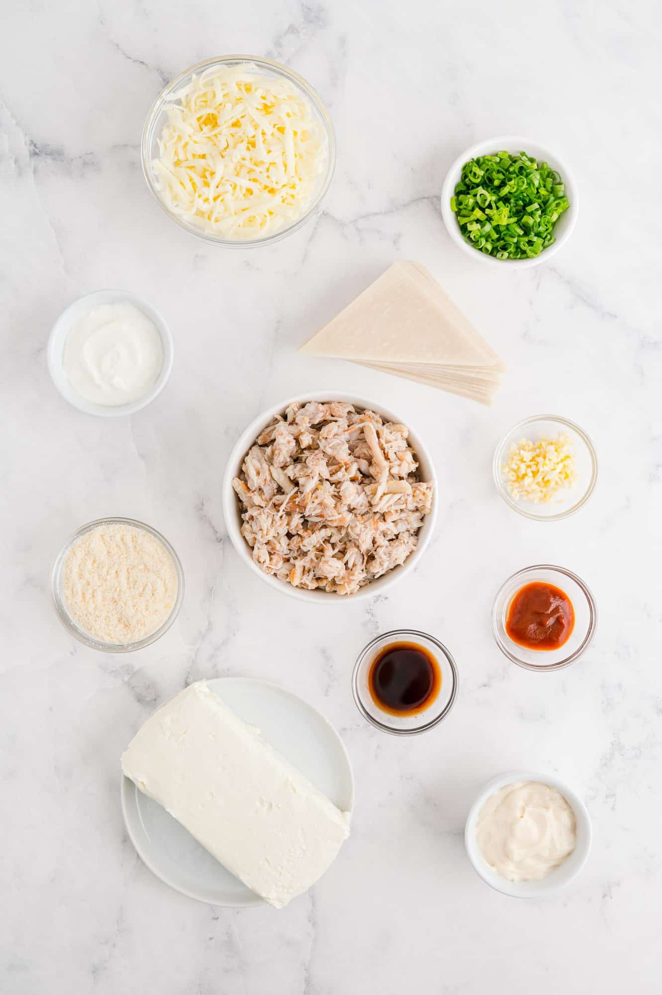 Overhead view of ingredients needed for recipe.