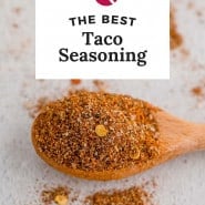 Spice mix in a jar, text overlay reads "the best homemade taco seasoning."