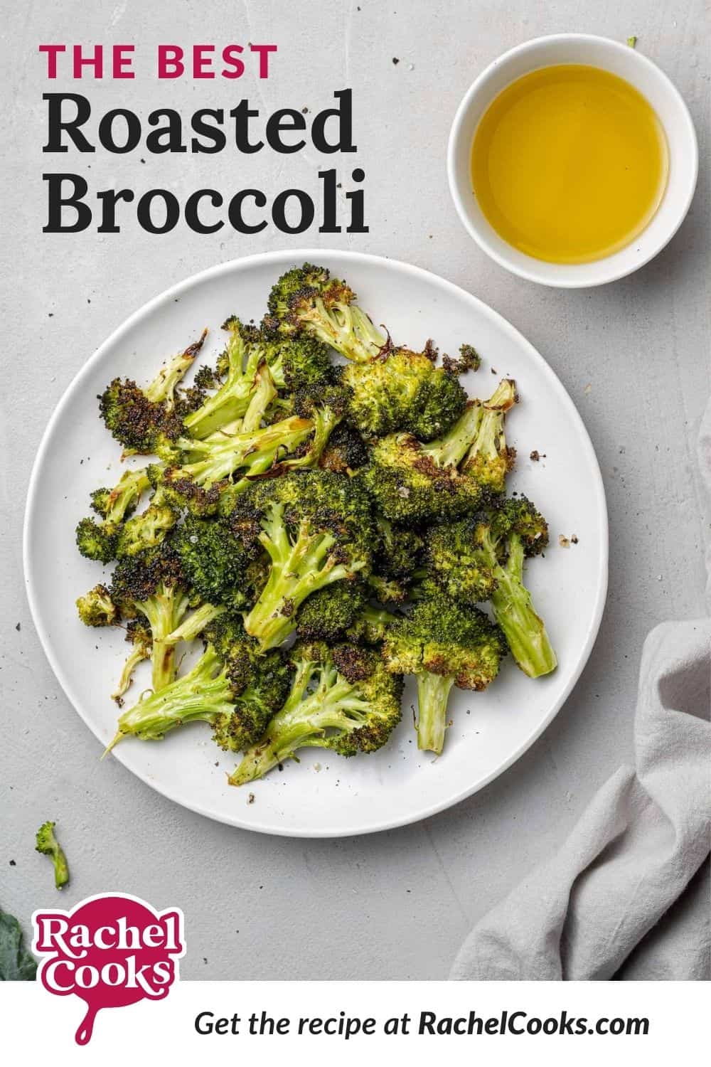 Broccoli with text overlay that reads "the best roasted broccoli."