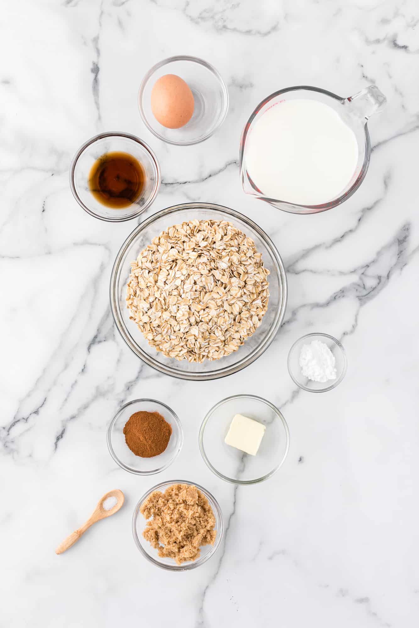 Overhead view of ingredients needed for recipe.