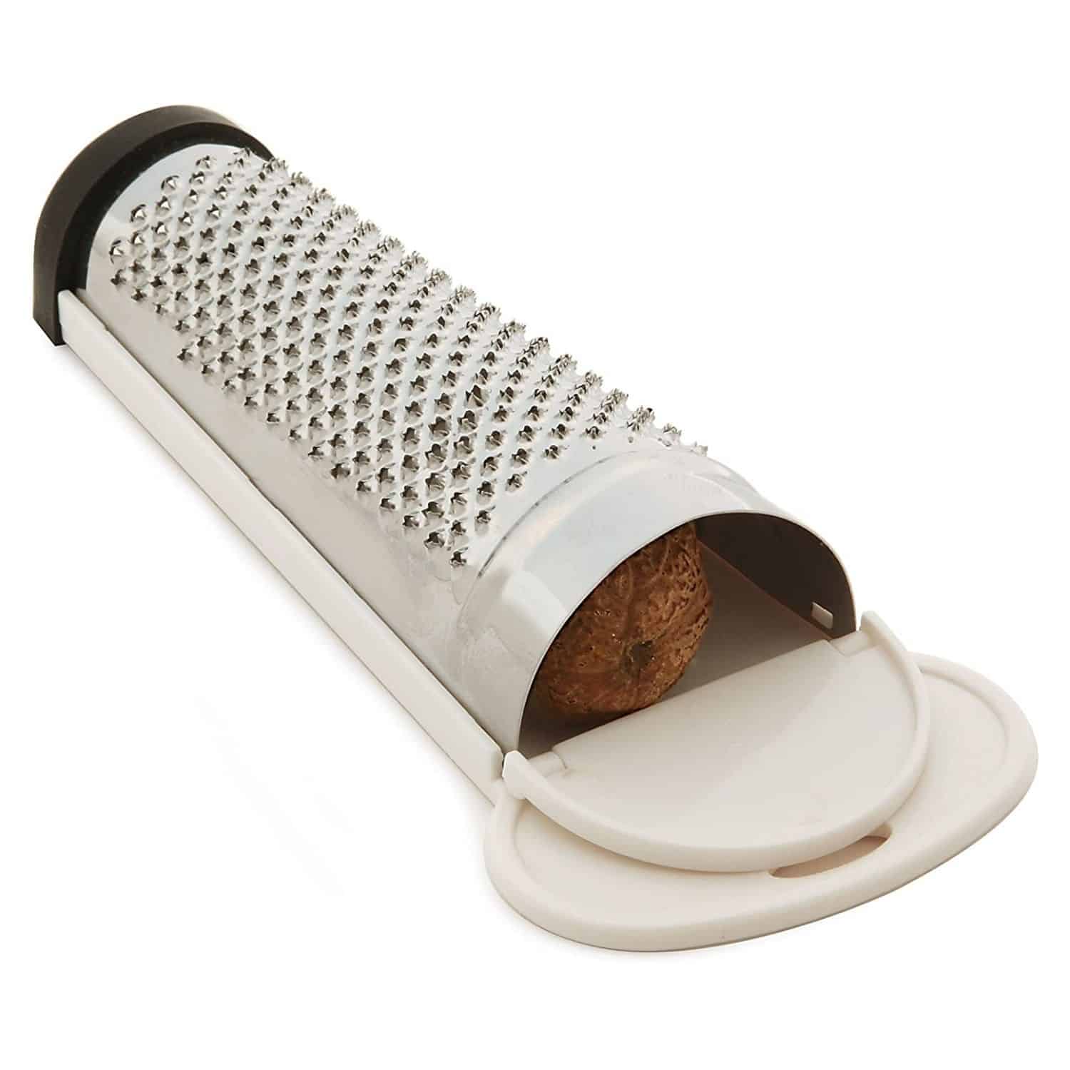 Nutmeg zester on white background.