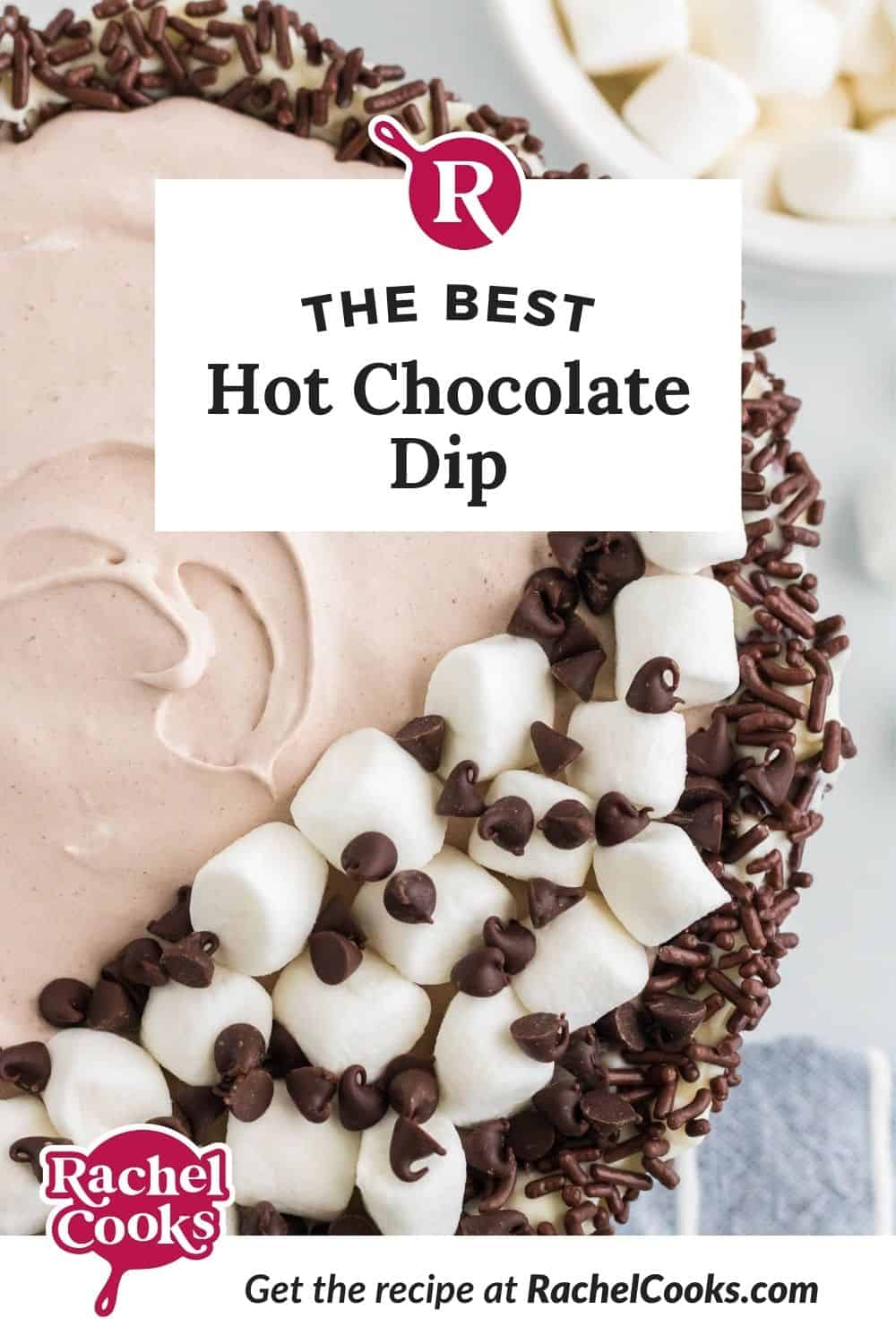 Light brown dip, text overlay reads "the best hot chocolate dip."