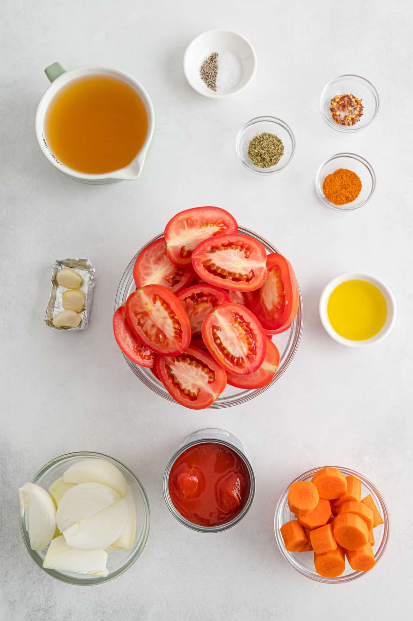 Overhead view of ingredients.