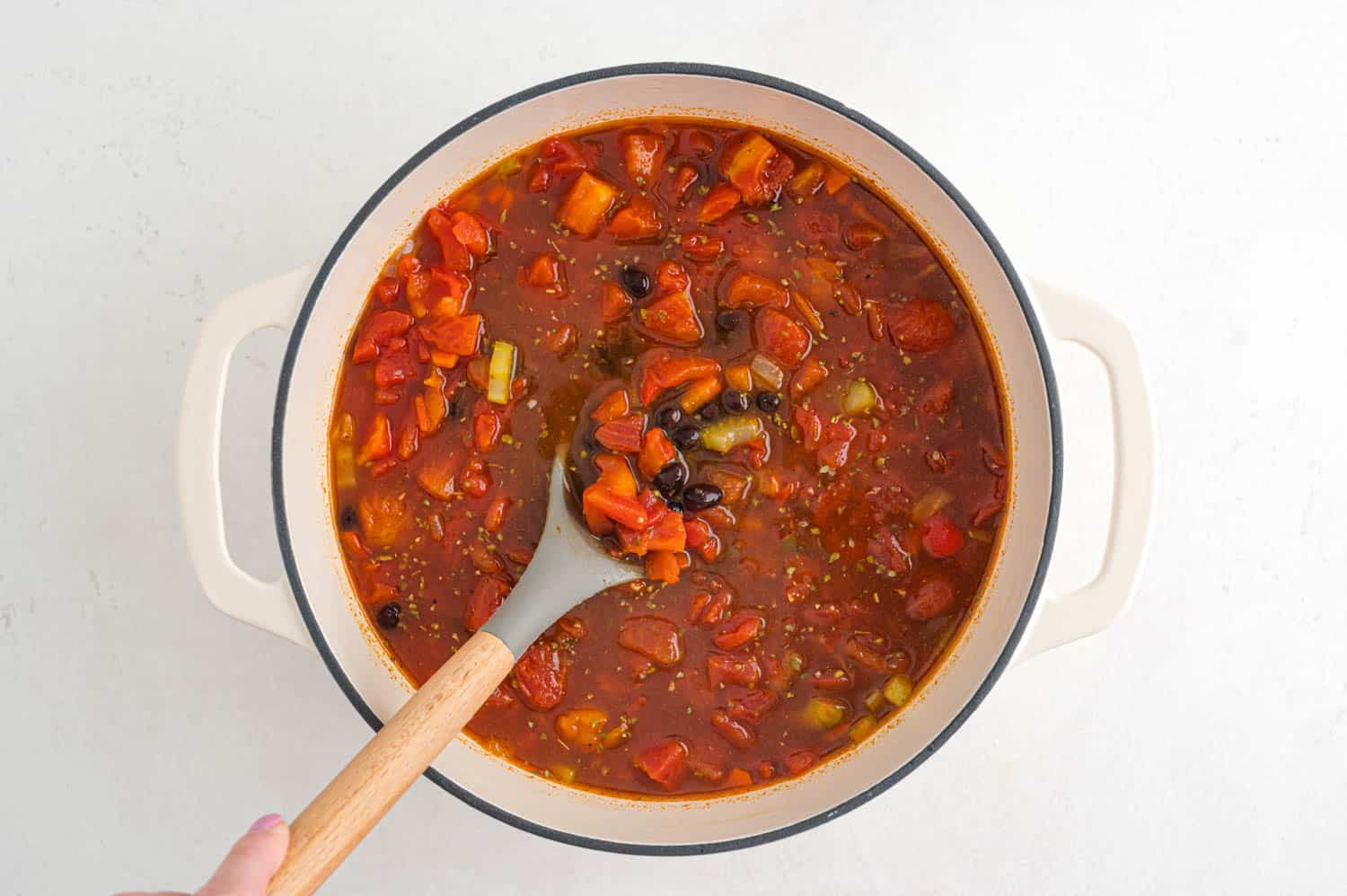 Chili before adding quinoa.