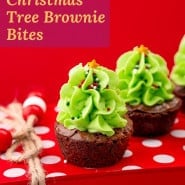 Brownies, text overlay reads "easy Christmas tree brownie bites."