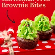 Brownies, text overlay reads "super easy Christmas tree brownie bites."