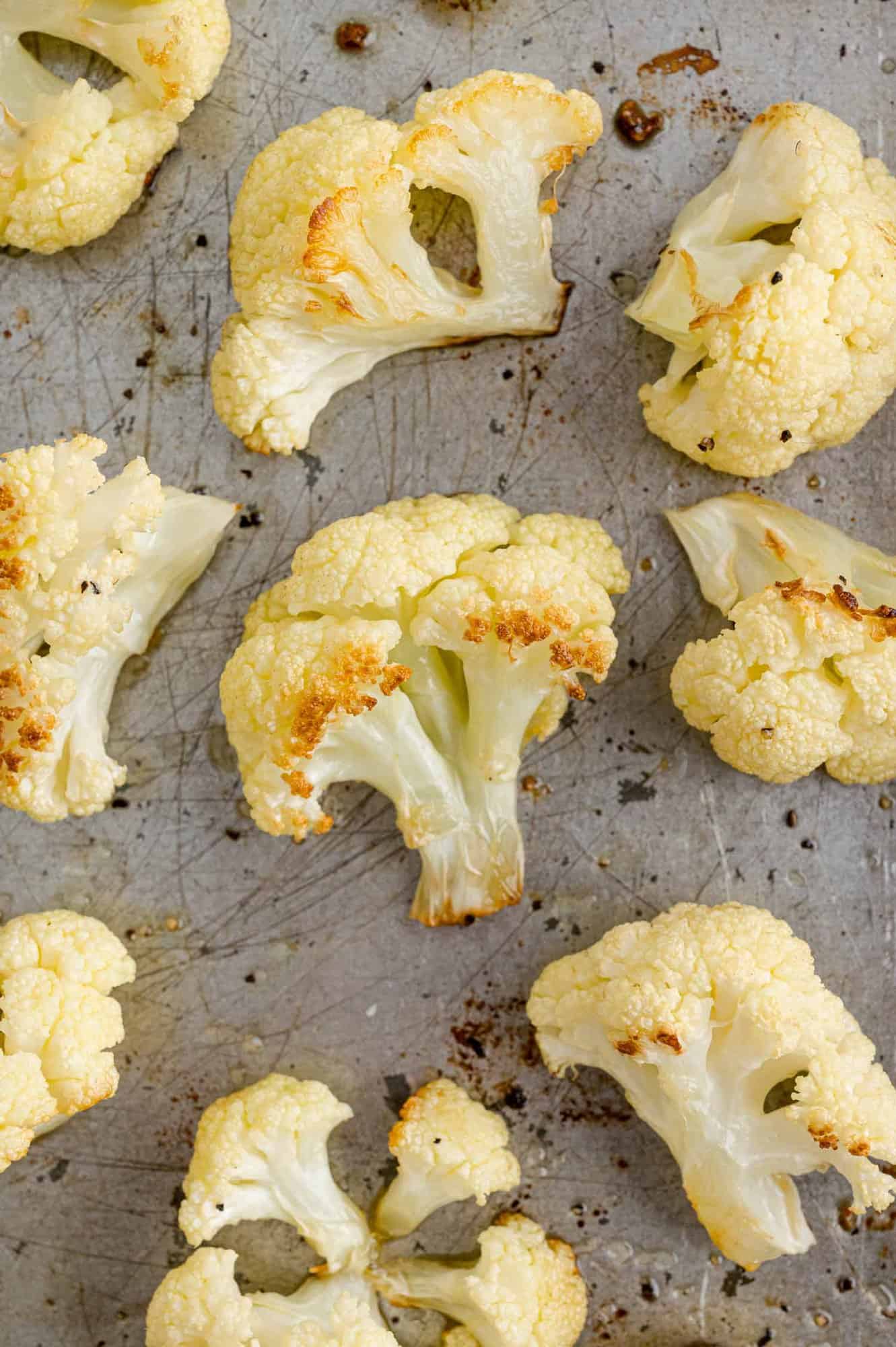 Cauliflower on a sheet pan.