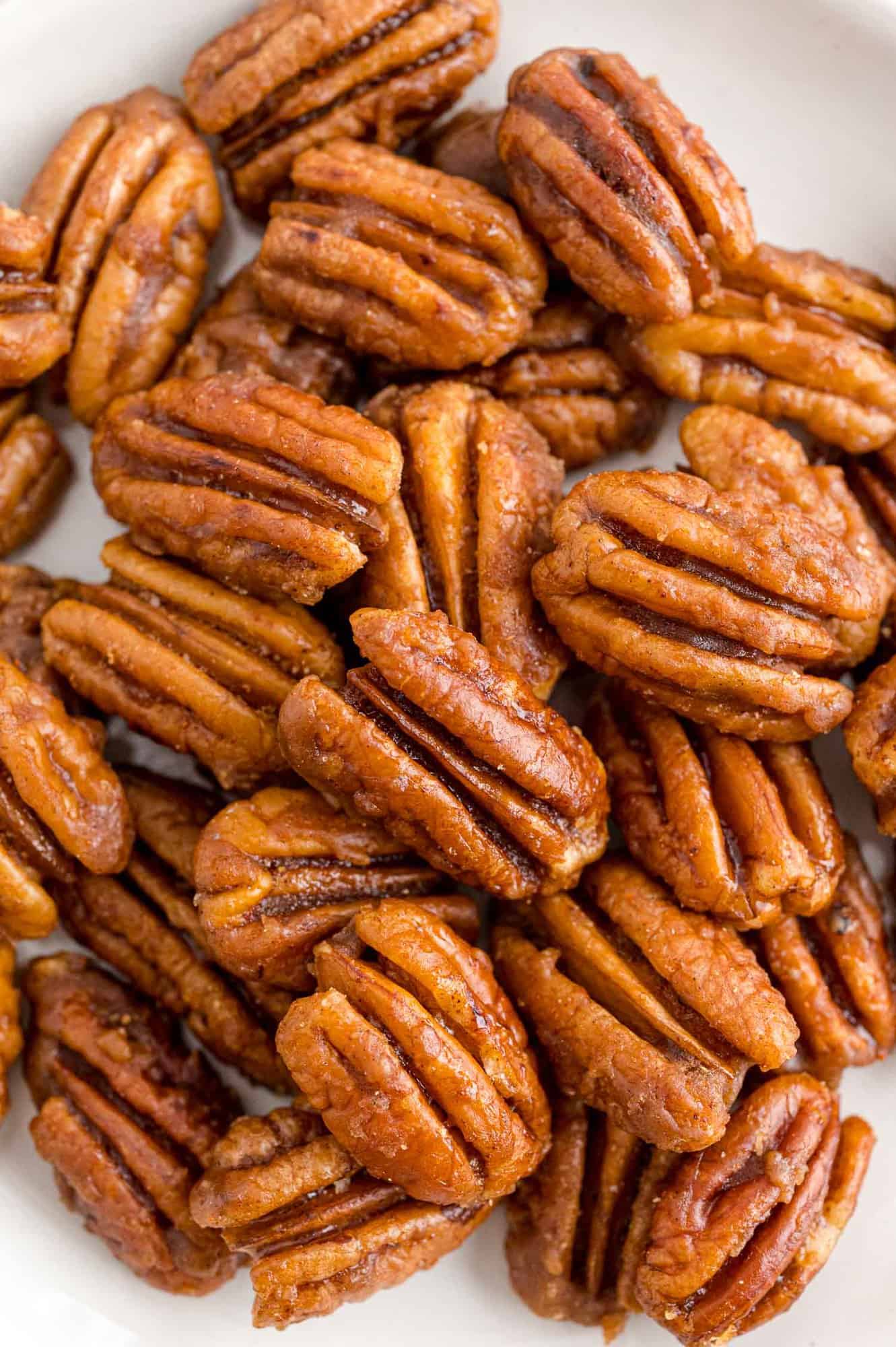 Spiced peans in a white dish.