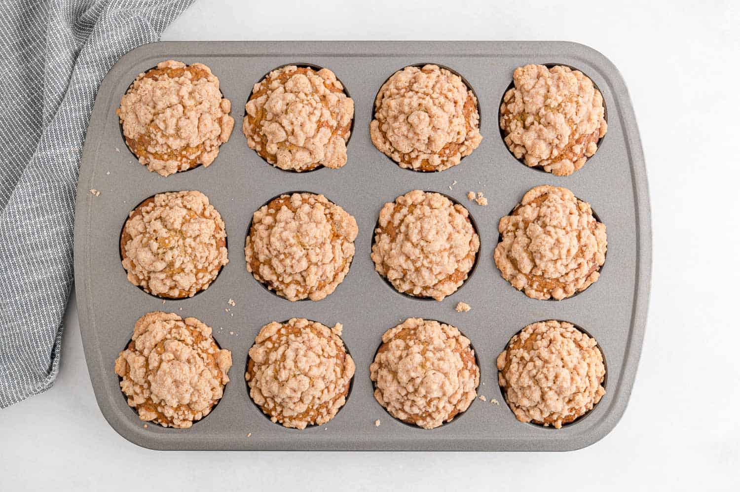 Baked muffins in tin.