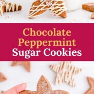 Cookies, text overlay reads "chocolate peppermint sugar cookies."