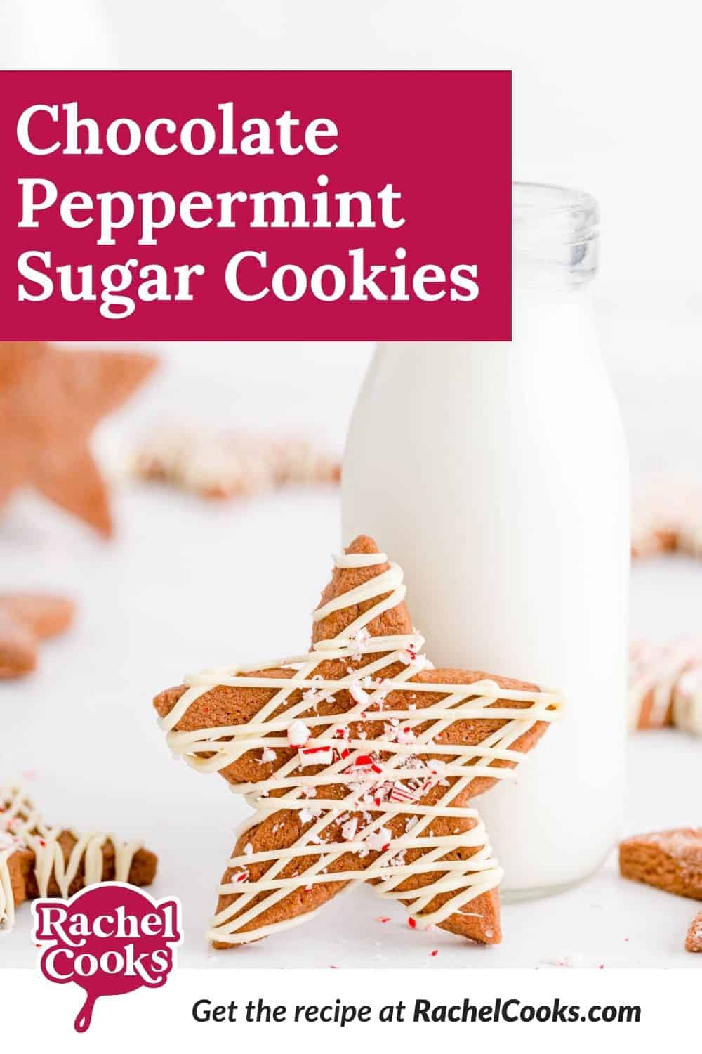Cookies, text overlay reads "chocolate peppermint sugar cookies."