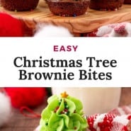 Brownies, text overlay reads "easy Christmas tree brownie bites."