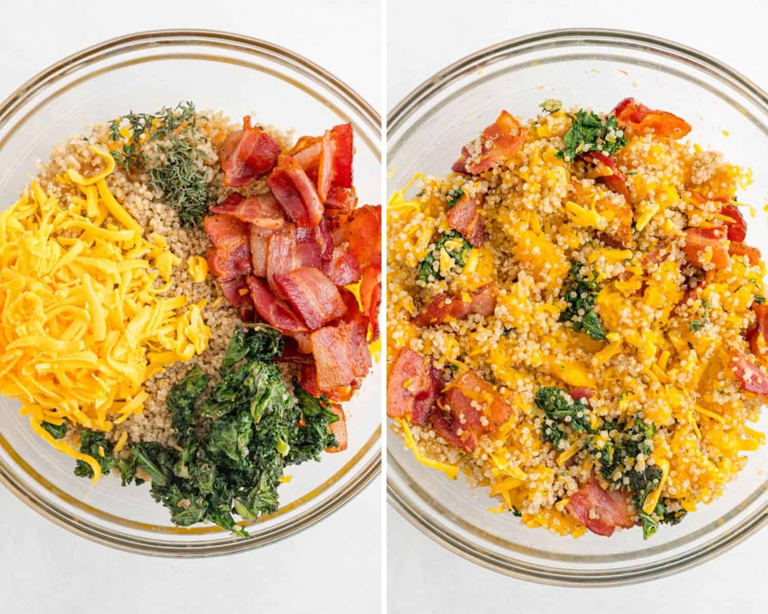 Ingredients before and after being mixed.