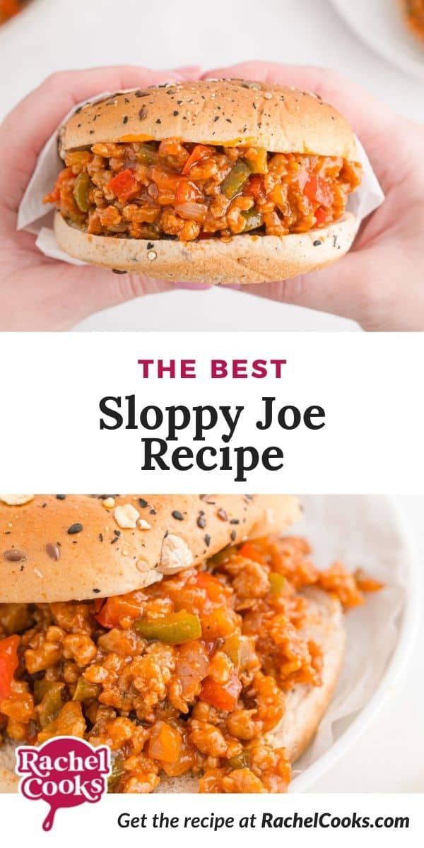 Sandwich, text overlay reads "the best sloppy joe recipe."