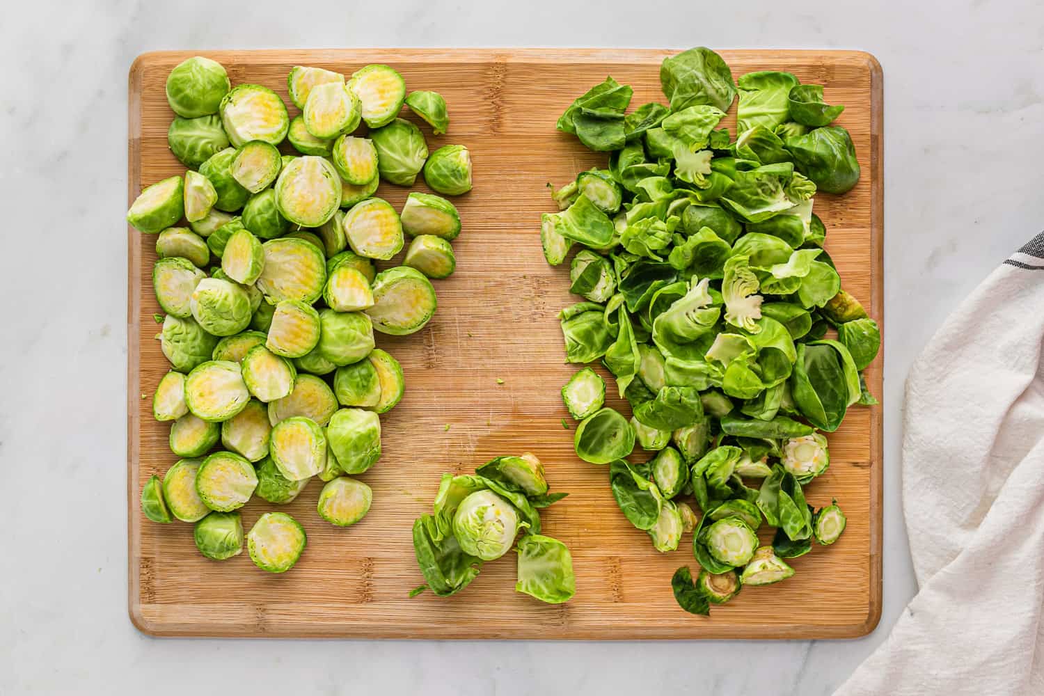 How to prepare brussels sprouts - process image.