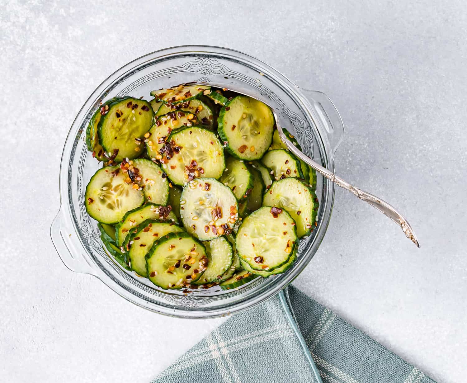 Pickles in mixing bowl.