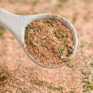 All purpose seasoning on a spoon.